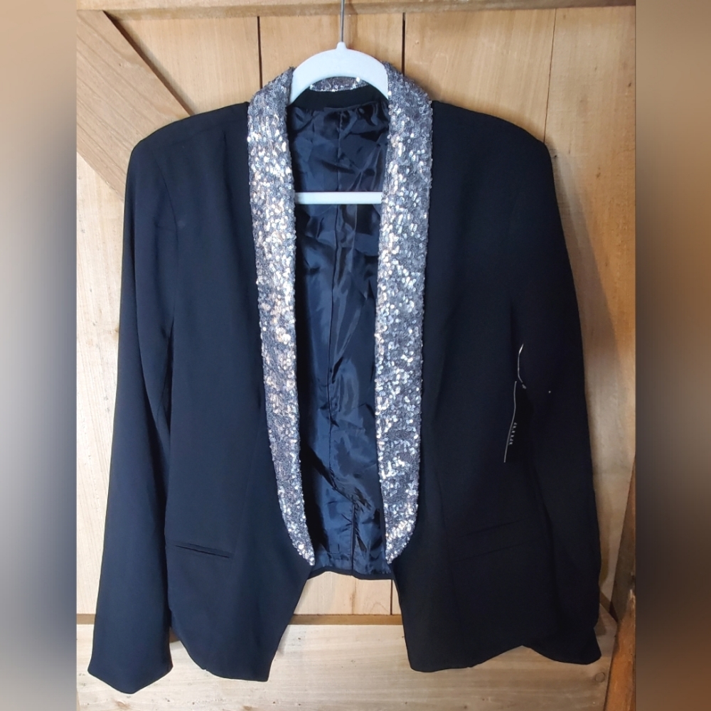 Nwt Ana Black Silver Sequined Blazer, Size XL!